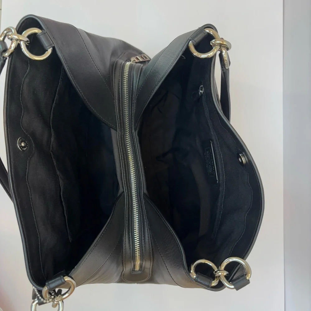 Coach Lexy Shoulder Bag in Signature Jacquard Black Logo Print and Leather